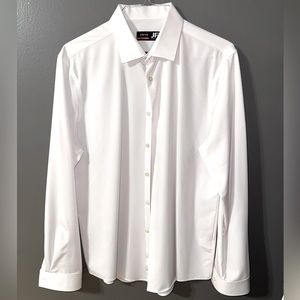 💙 Crisp White Mens Long Sleeve Button Down Shirt